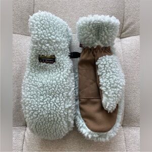 L.L. Bean White and Brown Mittens
